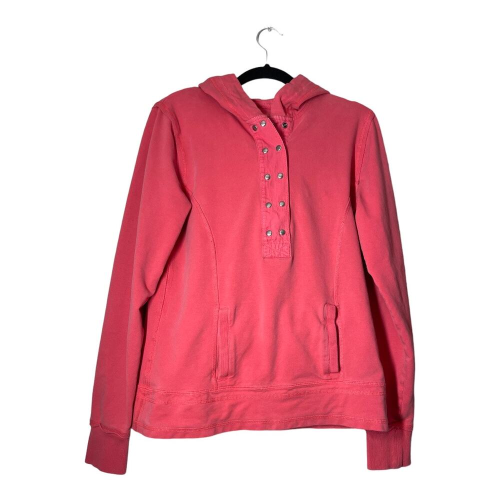 Eddie Bauer Pink Snap Hoodie French Terry Sz Medium Womens
